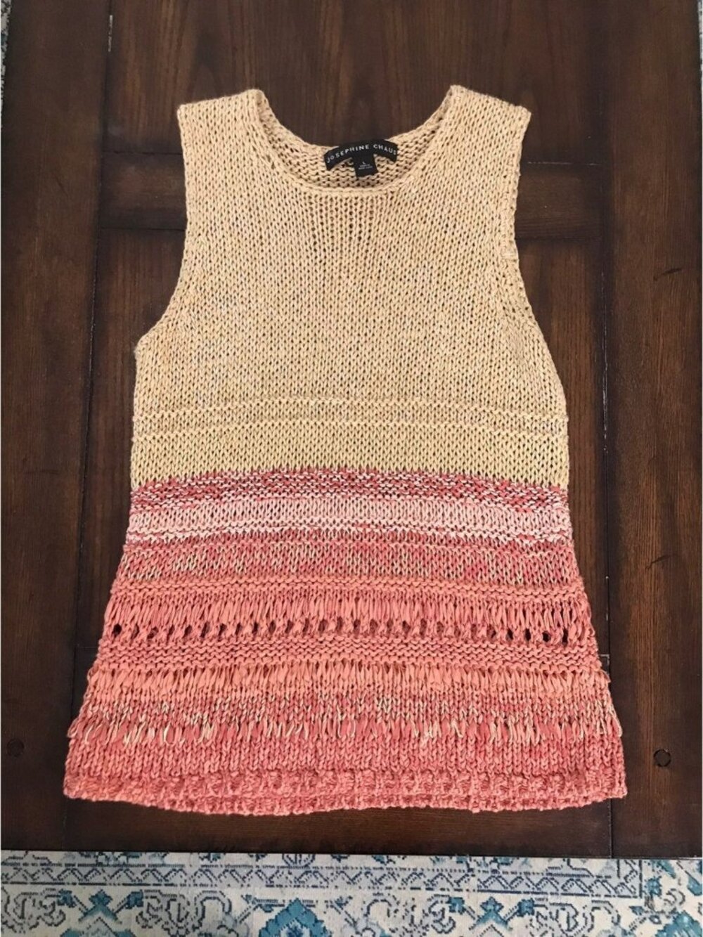Josephine Chaus Sweater Tank Top Pink Sleeveless Sweater Knit Coastal Beach  L